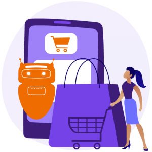 Chatbot als Einkaufberater im Online-Shop, beantwortet Fragen und steigert den Umsatz